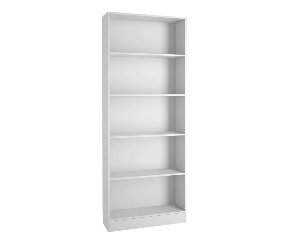 FTG Basic White Tall Wide Bookcase with 4 Shelves