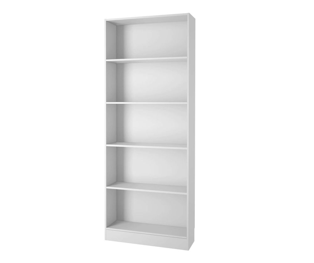 FTG Basic White Tall Wide Bookcase with 4 Shelves