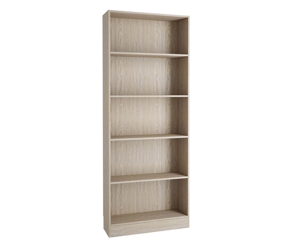 FTG Basic Oak Tall Wide Bookcase with 4 Shelves