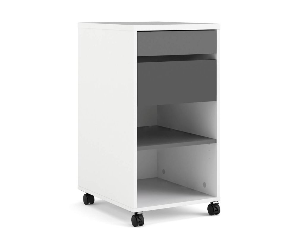 FTG Function Plus White Grey 2 Drawer 1 Shelf Mobile File Cabinet