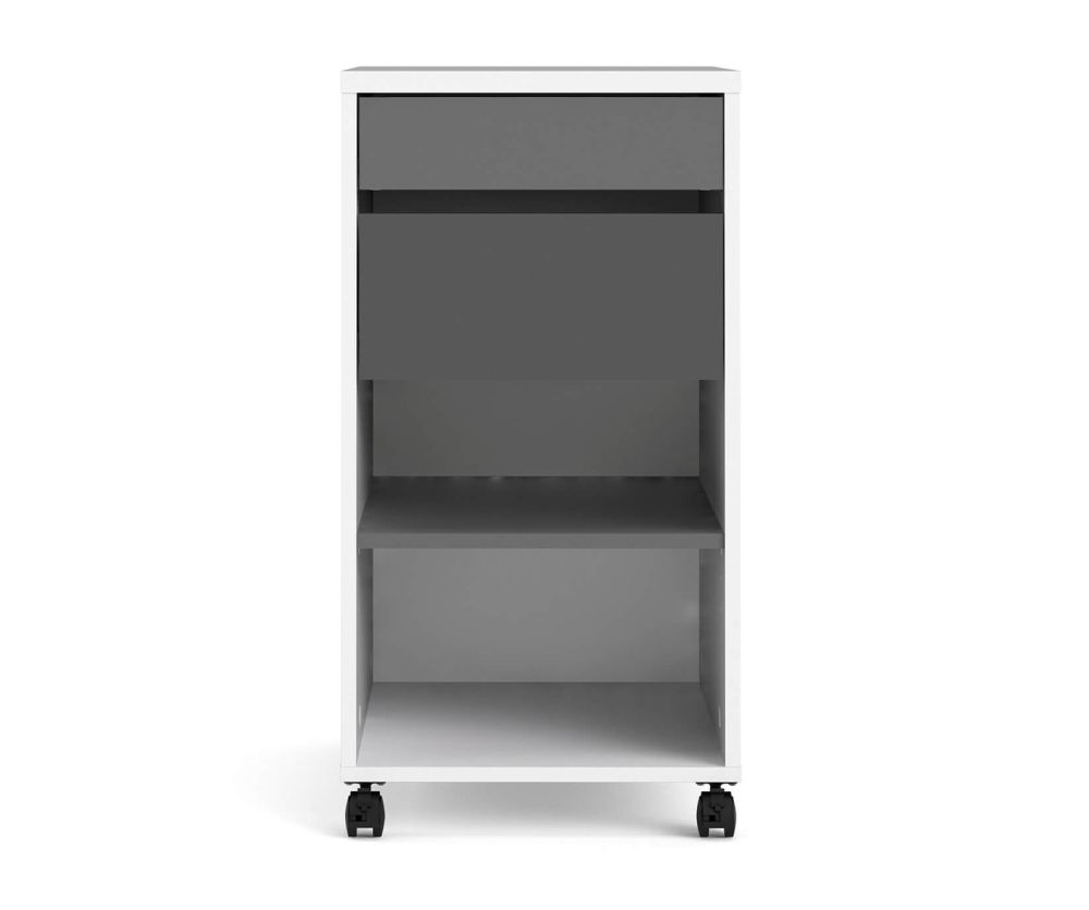 FTG Function Plus White Grey 2 Drawer 1 Shelf Mobile File Cabinet