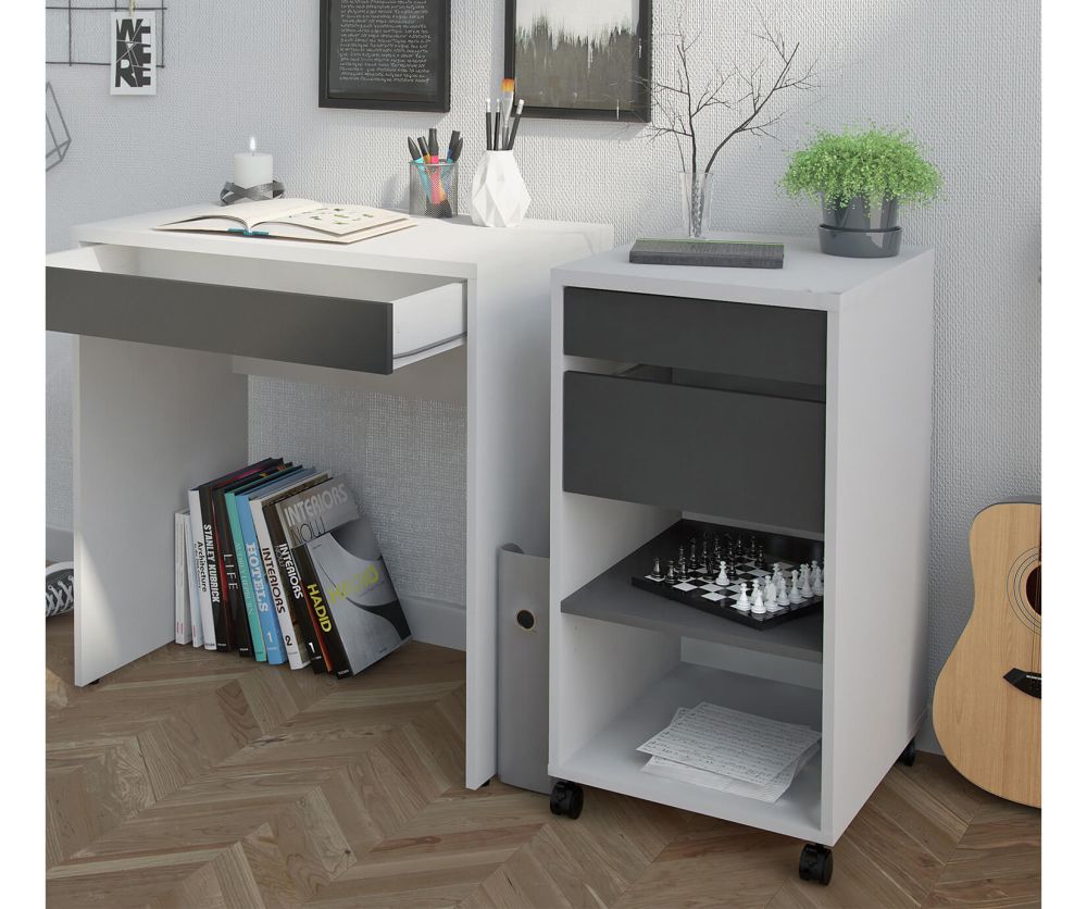 FTG Function Plus White Grey 2 Drawer 1 Shelf Mobile File Cabinet