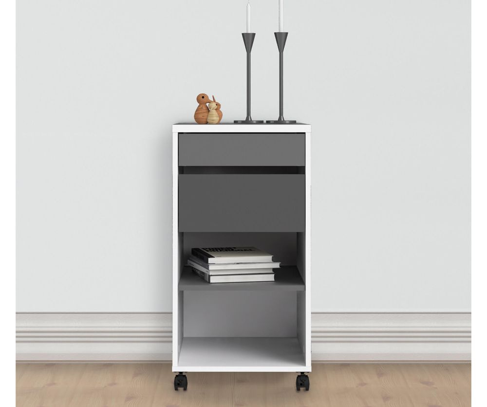 FTG Function Plus White Grey 2 Drawer 1 Shelf Mobile File Cabinet
