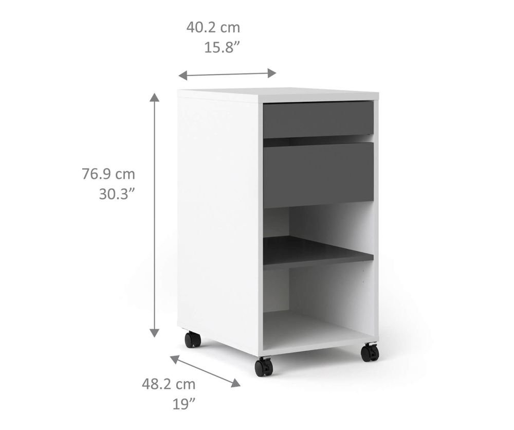 FTG Function Plus White Grey 2 Drawer 1 Shelf Mobile File Cabinet