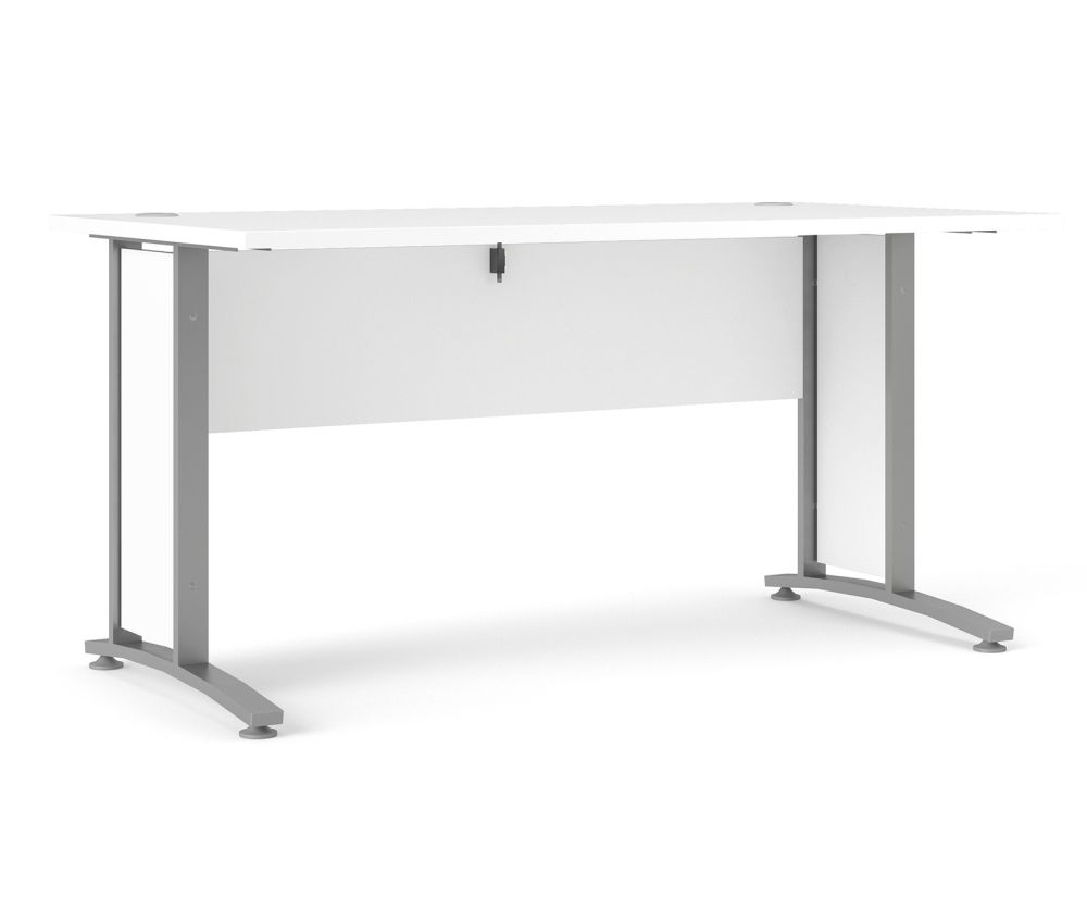 FTG Prima White 150cm Desk with Silver Grey Steel Legs