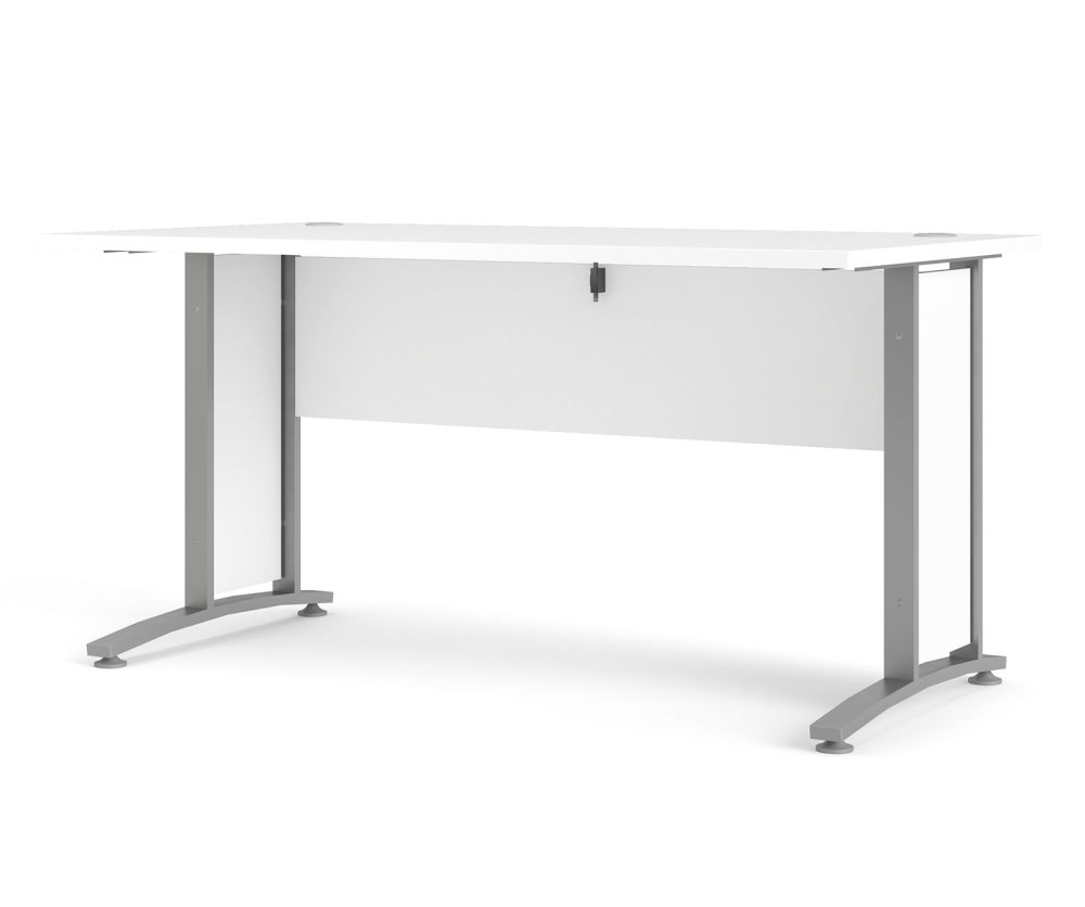 FTG Prima White 150cm Desk with Silver Grey Steel Legs
