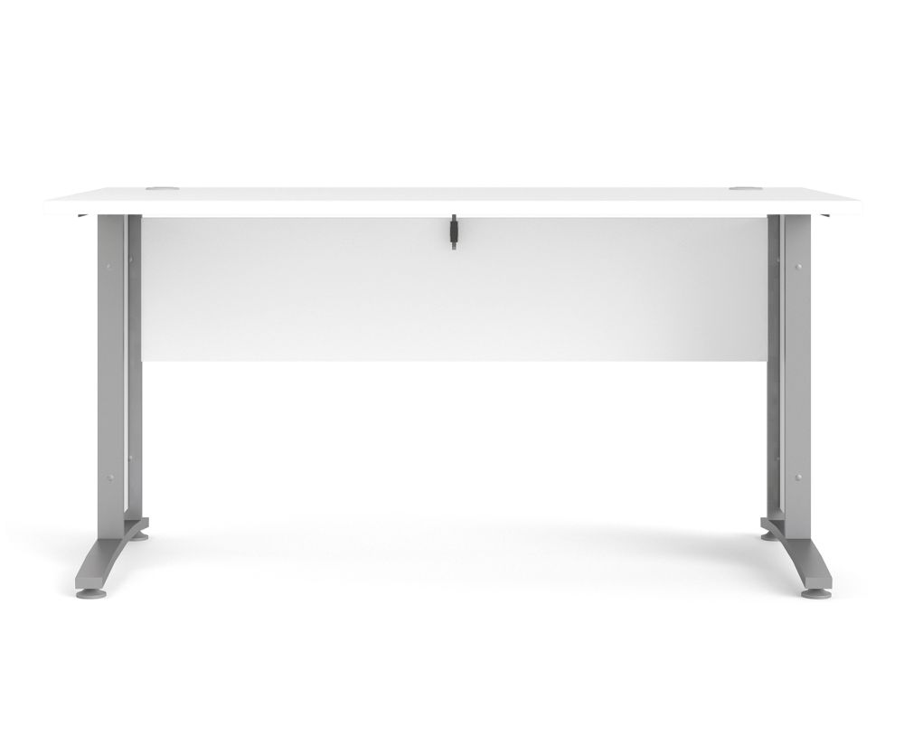FTG Prima White 150cm Desk with Silver Grey Steel Legs