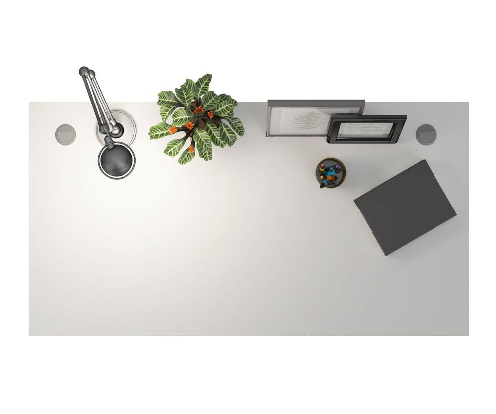 FTG Prima White 150cm Desk with Silver Grey Steel Height Adjustable Legs with Electric Control