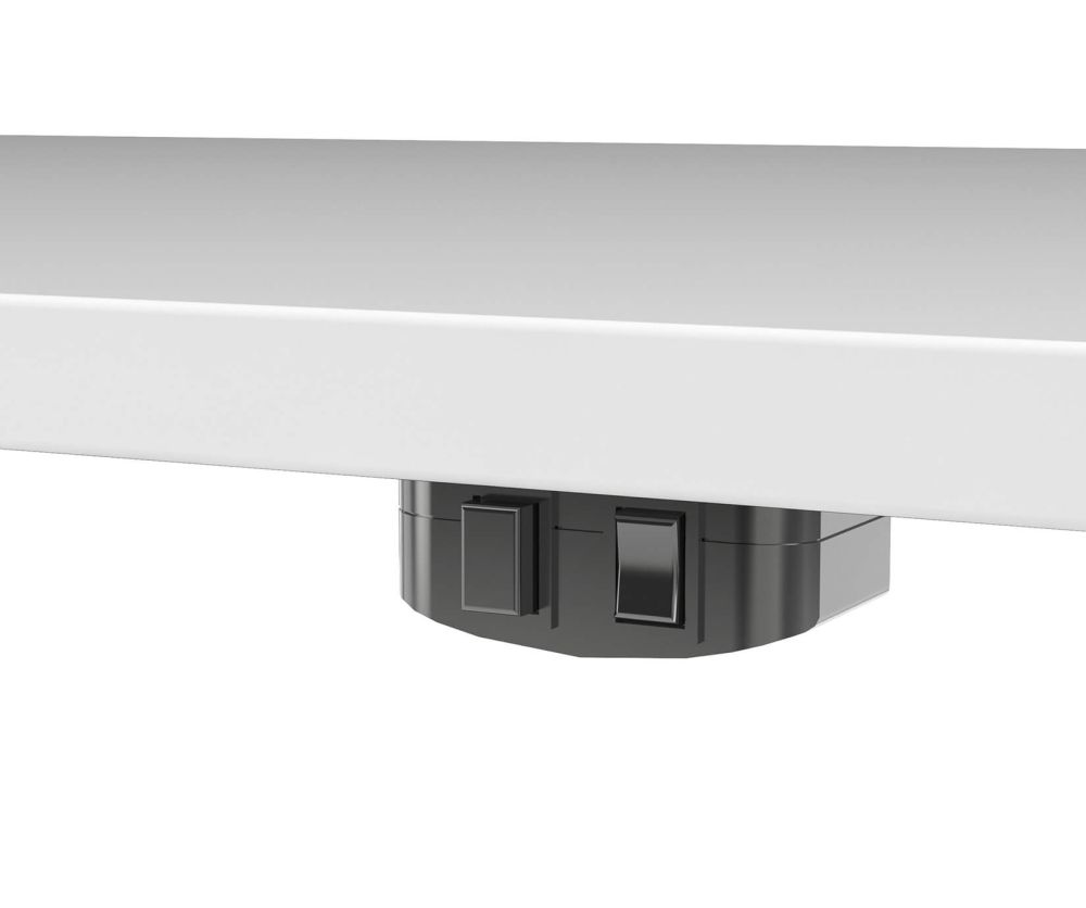 FTG Prima White 150cm Desk with Silver Grey Steel Height Adjustable Legs with Electric Control