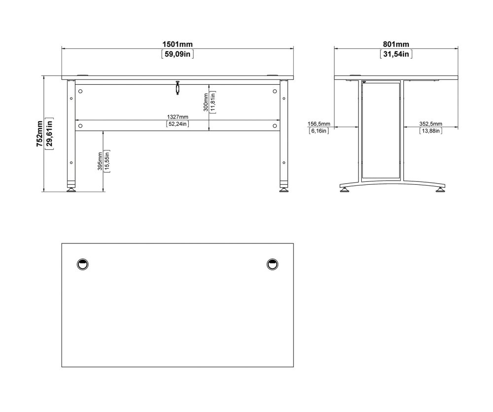 FTG Prima White 150cm Desk with White Legs