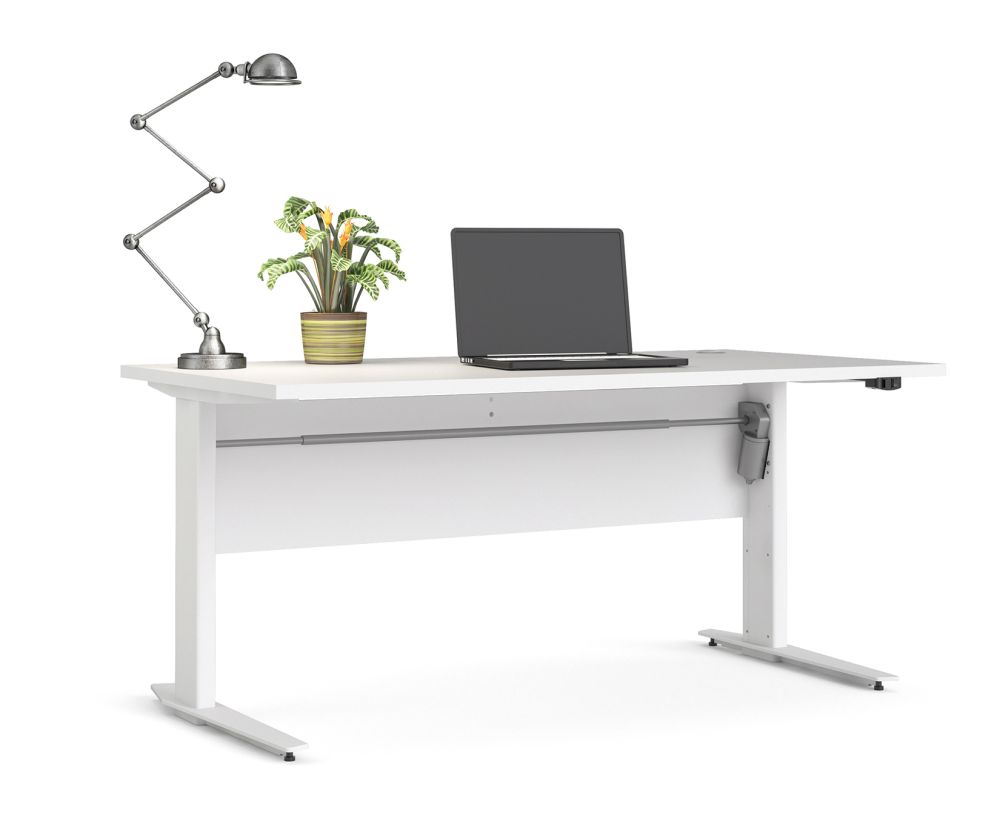 FTG Prima White 150cm Desk with White Height Adjustable Legs with Electric Control