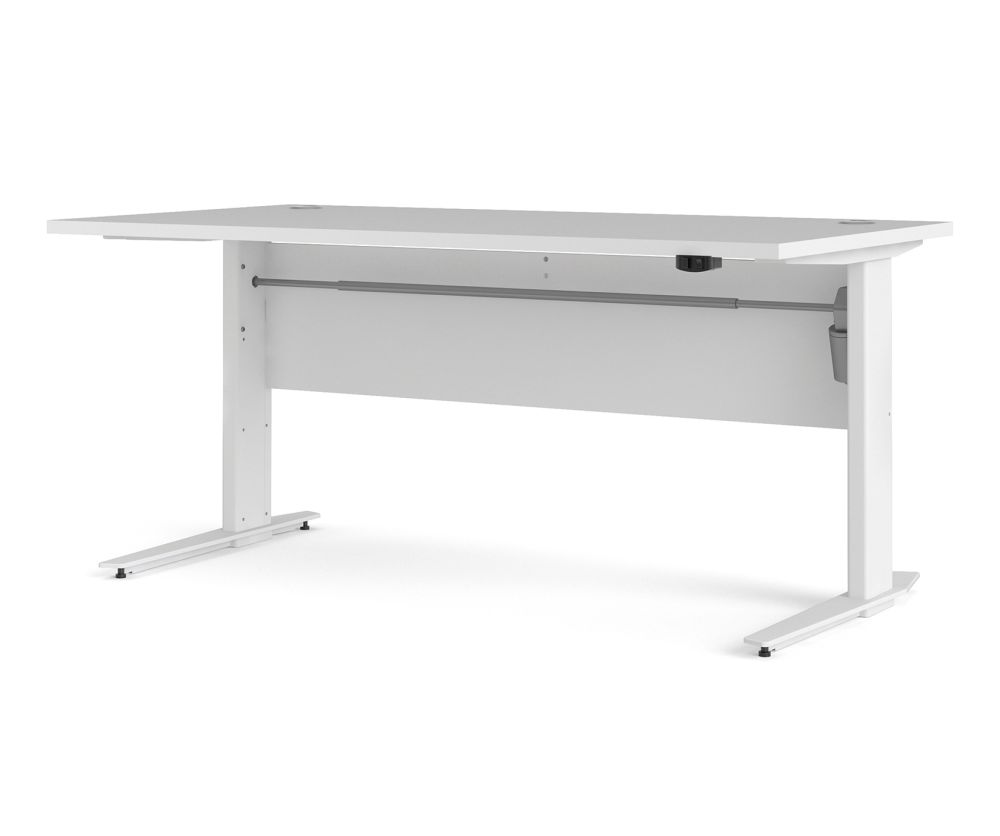 FTG Prima White 150cm Desk with White Height Adjustable Legs with Electric Control