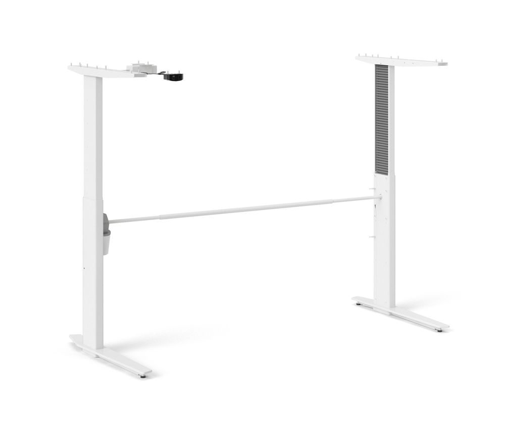 FTG Prima White 150cm Desk with White Height Adjustable Legs with Electric Control