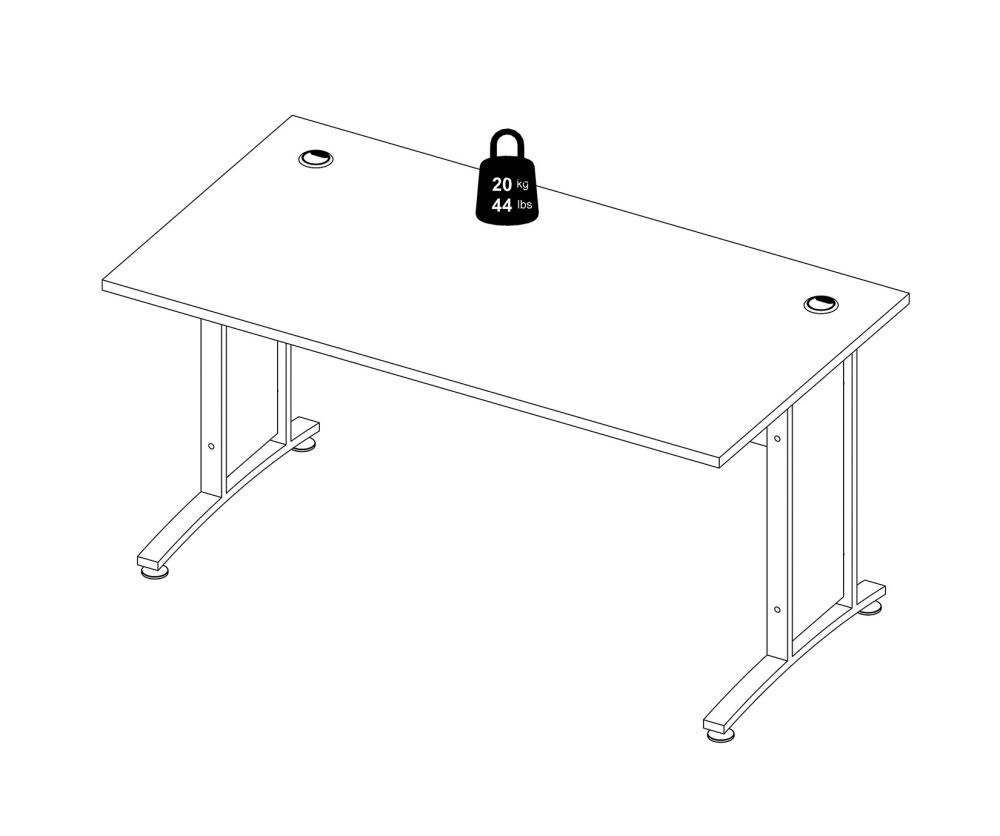 FTG Prima Black Woodgrain 150cm Desk with Silver Grey Steel Legs