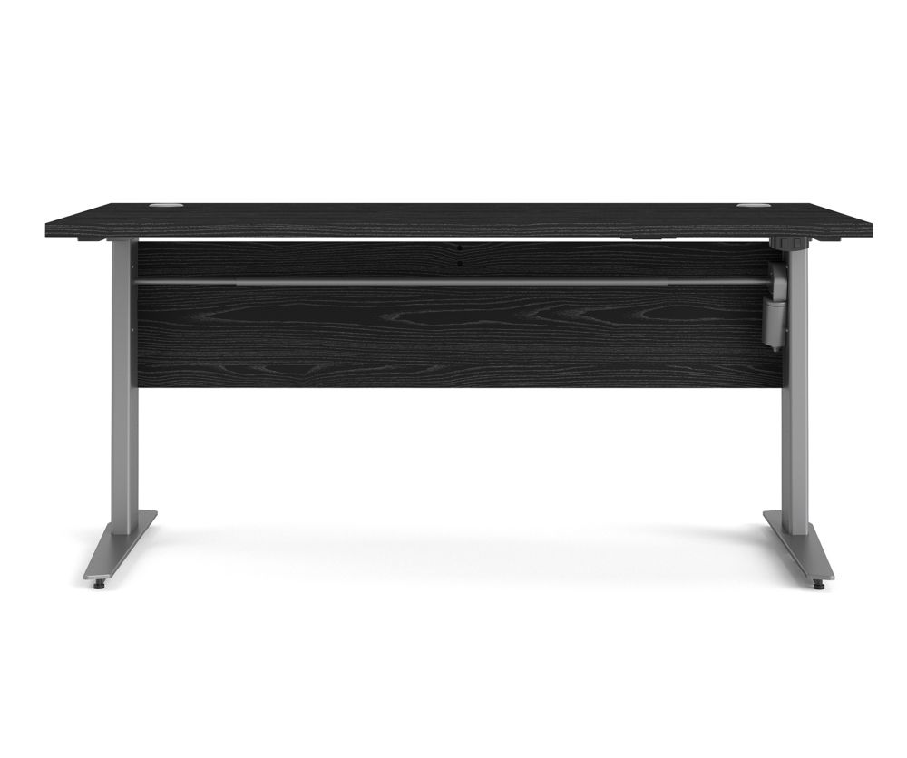FTG Prima Black Woodgrain 150cm Desk with Silver Grey Steel Height Adjustable Legs with Electric Control