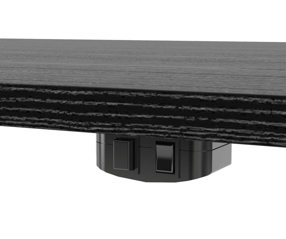 FTG Prima Black Woodgrain 150cm Desk with Silver Grey Steel Height Adjustable Legs with Electric Control