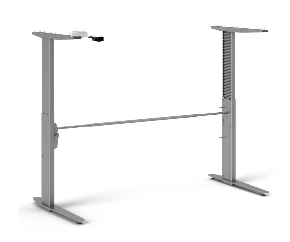 FTG Prima Black Woodgrain 150cm Desk with Silver Grey Steel Height Adjustable Legs with Electric Control