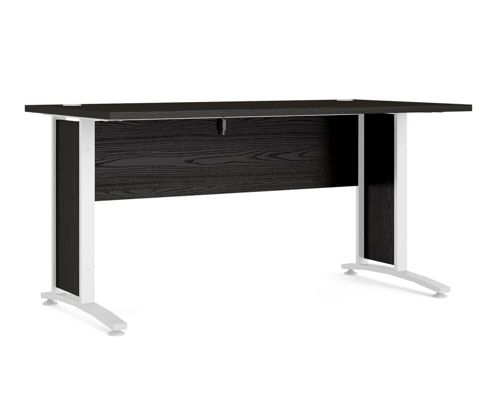 FTG Prima Black Woodgrain 150cm Desk with White Legs