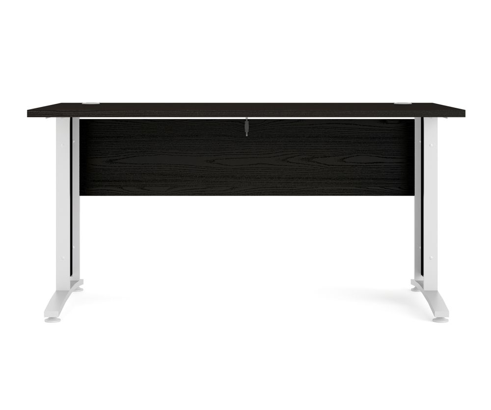 FTG Prima Black Woodgrain 150cm Desk with White Legs