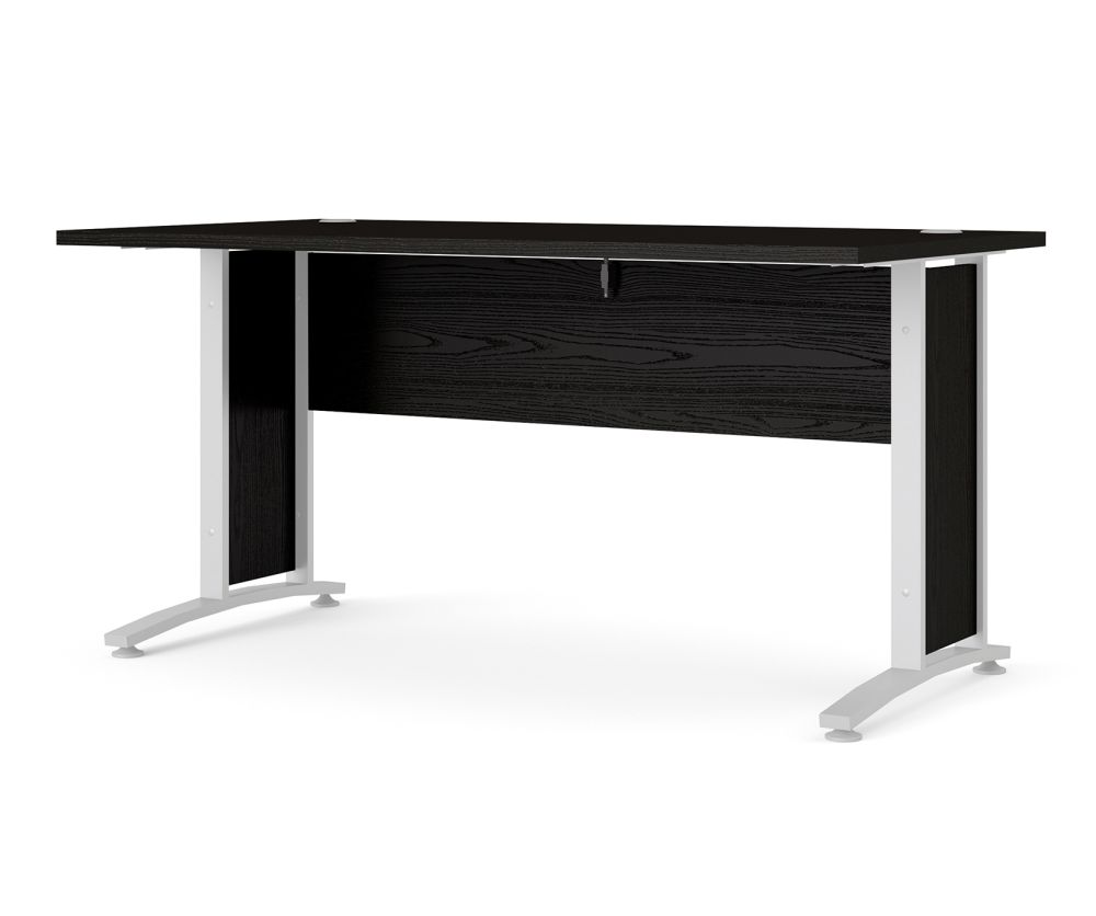 FTG Prima Black Woodgrain 150cm Desk with White Legs