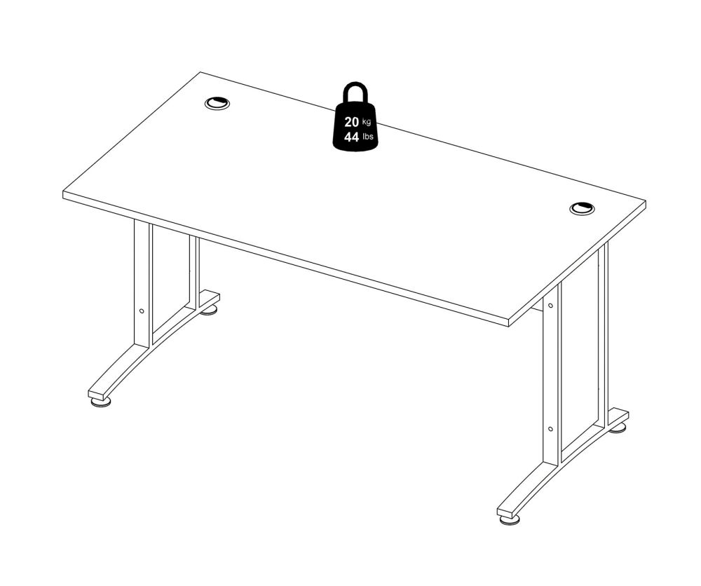 FTG Prima Black Woodgrain 150cm Desk with White Legs