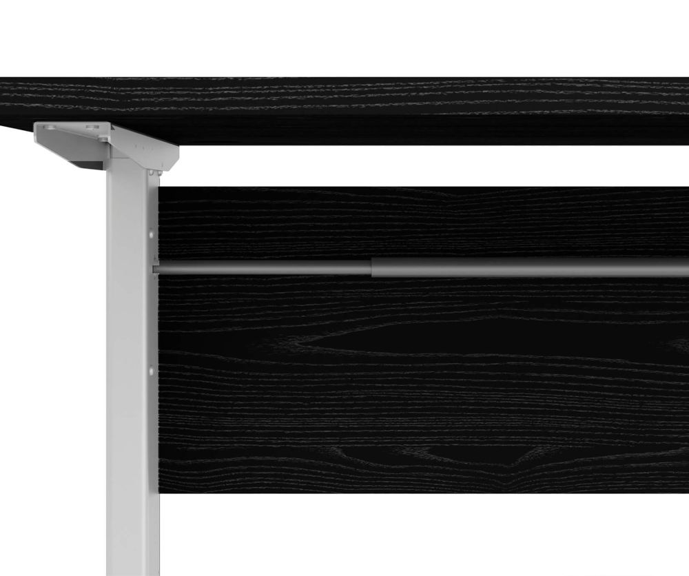FTG Prima Black Woodgrain 150cm Desk with White Height Adjustable Legs with Electric Control