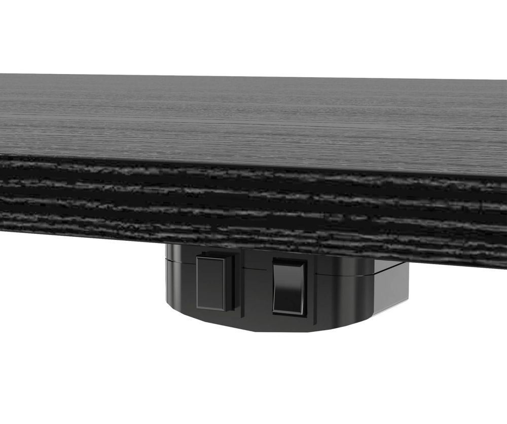 FTG Prima Black Woodgrain 150cm Desk with White Height Adjustable Legs with Electric Control