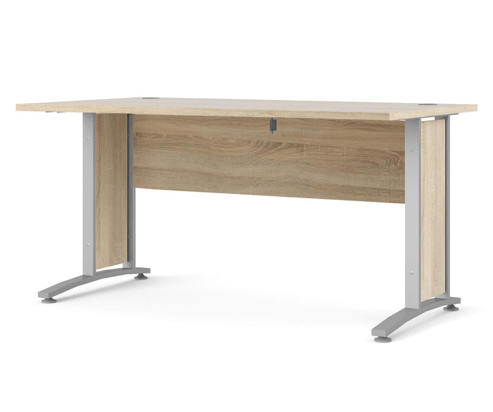 FTG Prima Oak 150cm Desk with Silver Grey Steel Legs