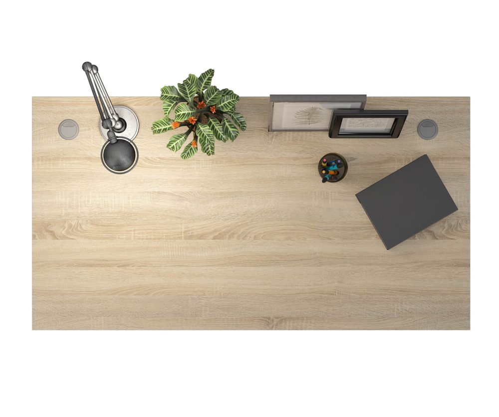 FTG Prima Oak 150cm Desk with Silver Grey Steel Legs