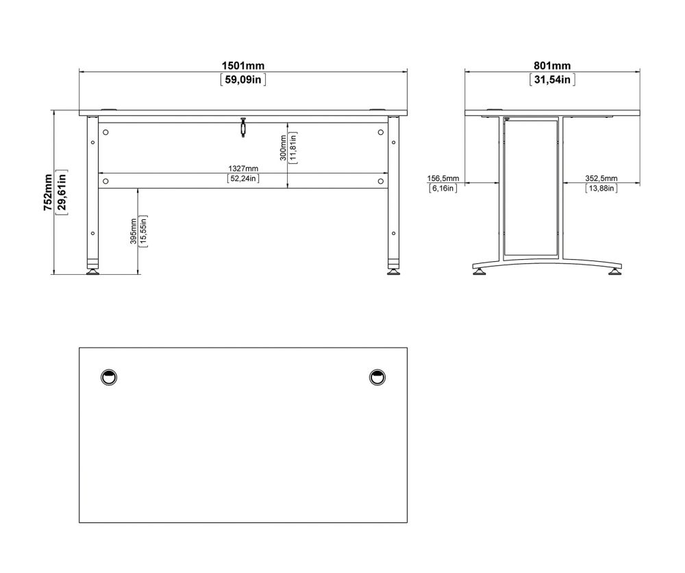 FTG Prima Oak 150cm Desk with Silver Grey Steel Legs
