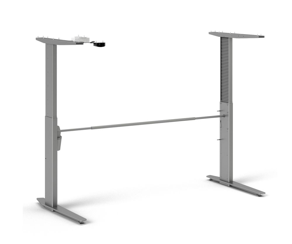 FTG Prima Oak 150cm Desk with Silver Grey Steel Height Adjustable Legs with Electric Control
