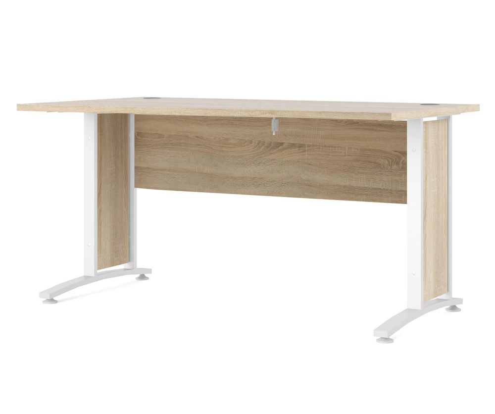FTG Prima Oak 150cm Desk with White Legs