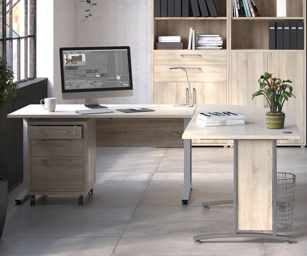FTG Prima Oak 150cm Desk with White Legs