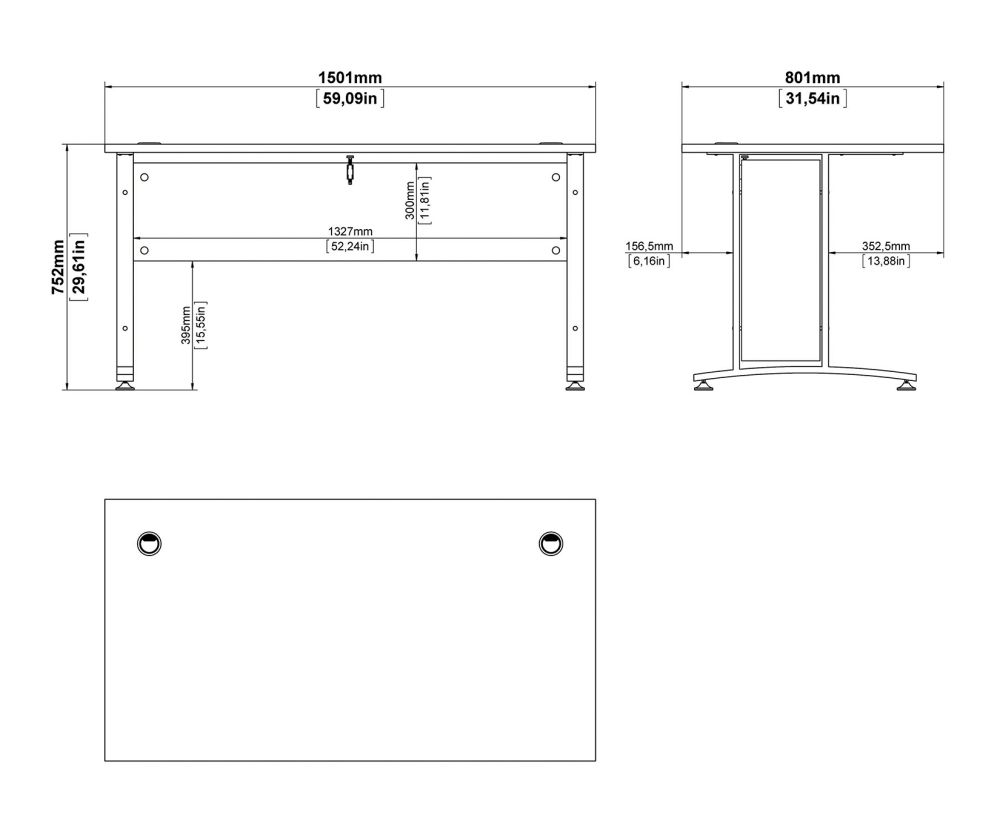 FTG Prima Oak 150cm Desk with White Legs