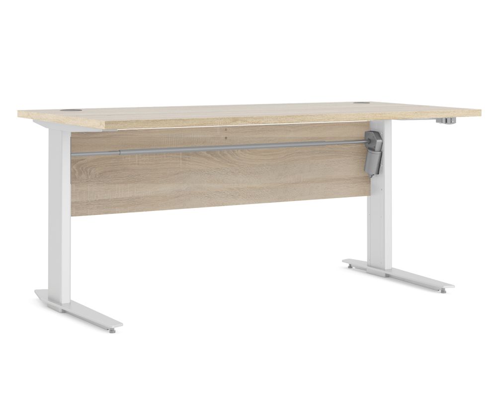 FTG Prima Oak 150cm Desk with White Height Adjustable Legs with Electric Control