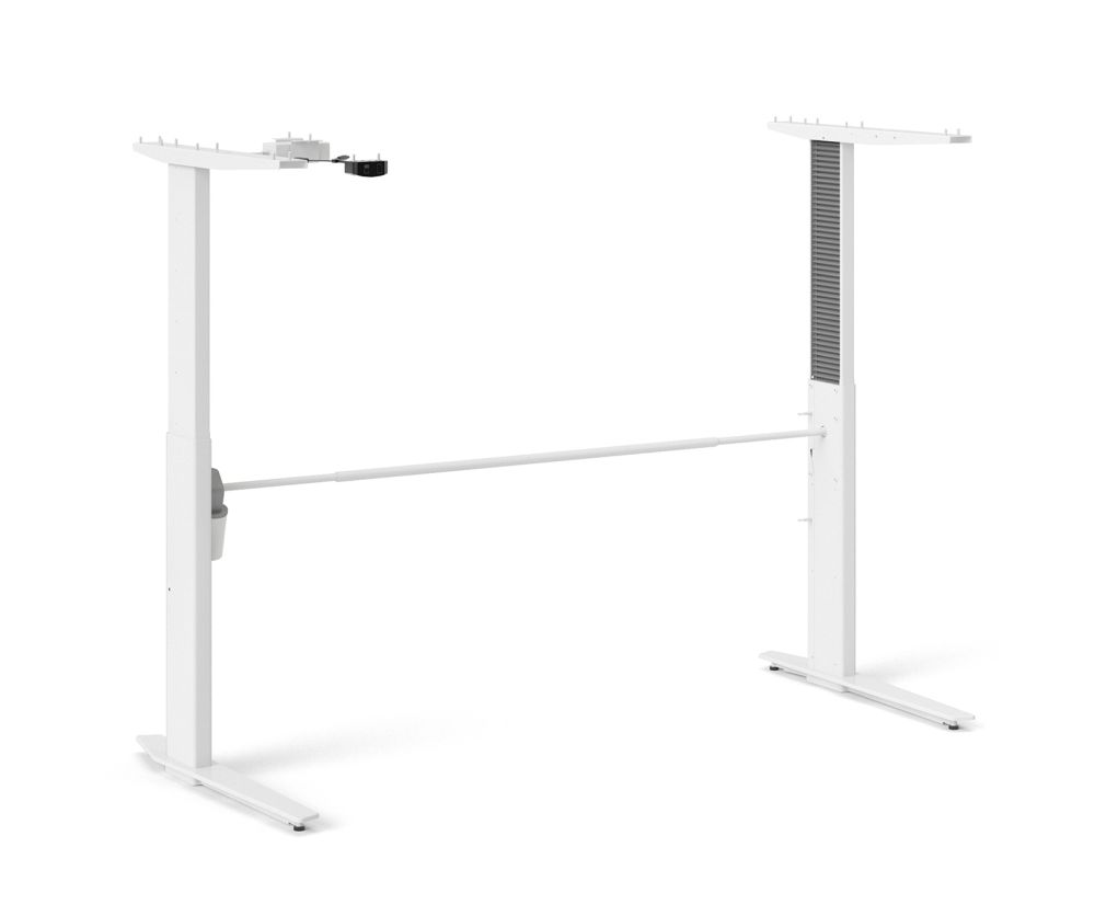 FTG Prima Oak 150cm Desk with White Height Adjustable Legs with Electric Control