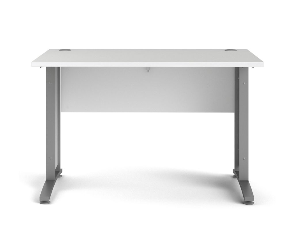 FTG Prima White 120cm Desk with Silver Grey Steel Legs