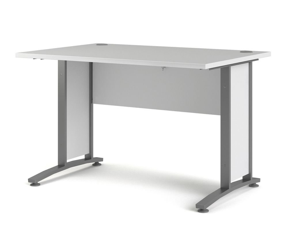 FTG Prima White 120cm Desk with Silver Grey Steel Legs