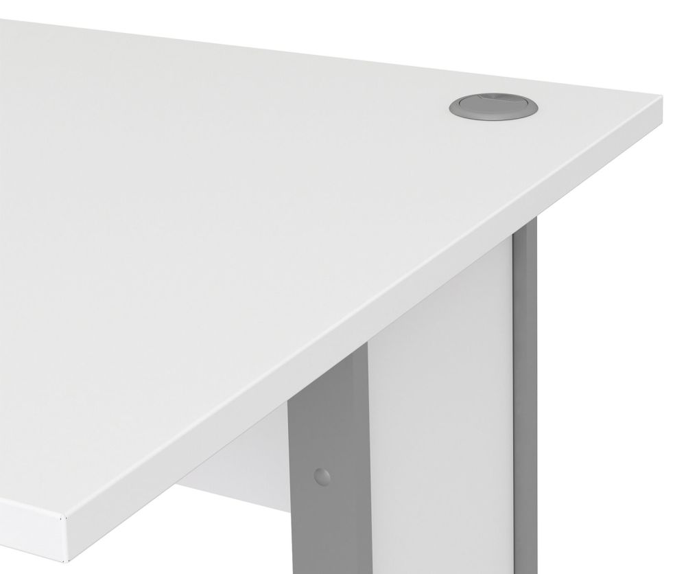 FTG Prima White 120cm Desk with Silver Grey Steel Legs