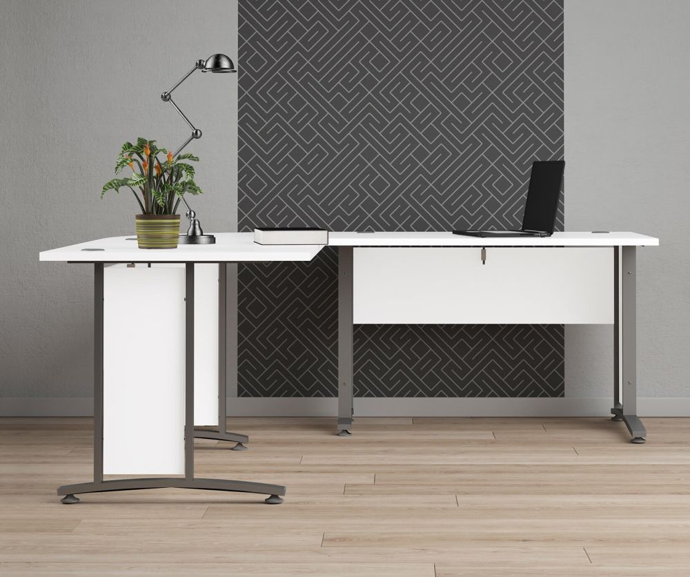 FTG Prima White 120cm Desk with Silver Grey Steel Legs