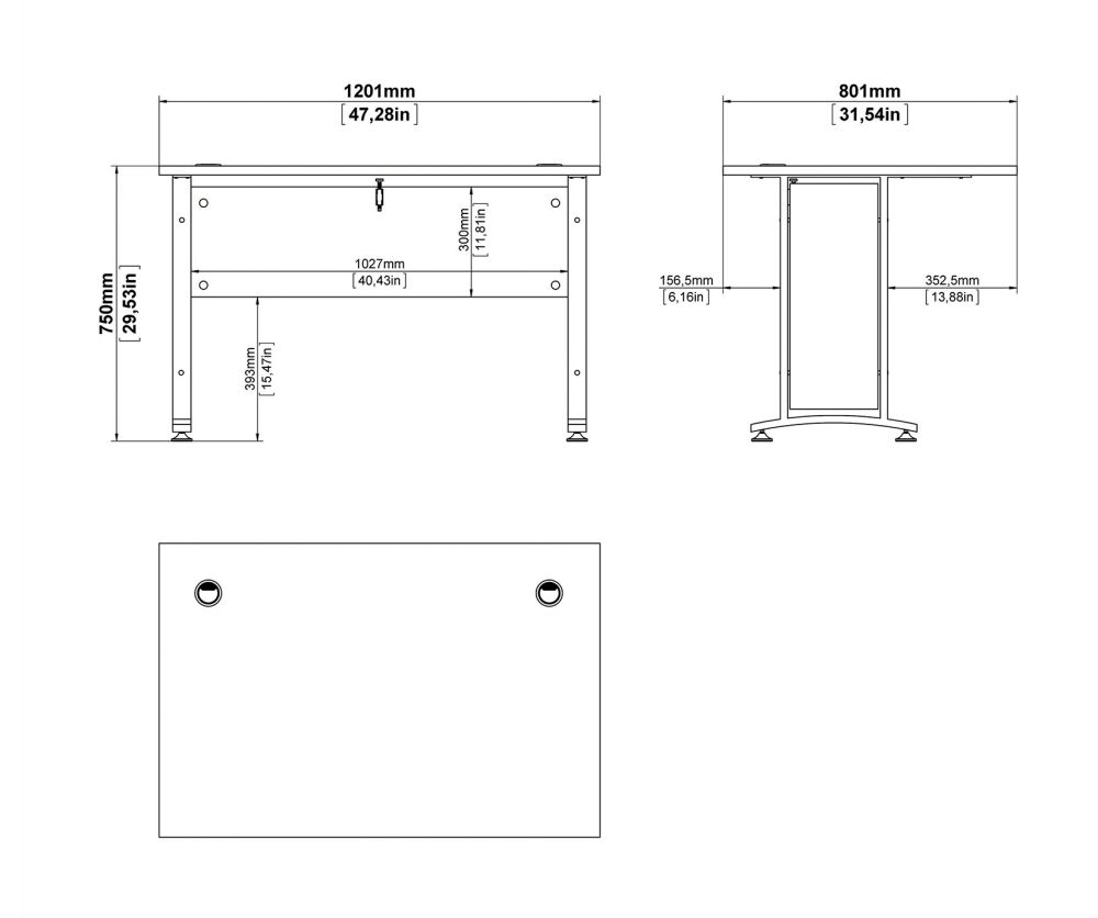 FTG Prima White 120cm Desk with Silver Grey Steel Legs