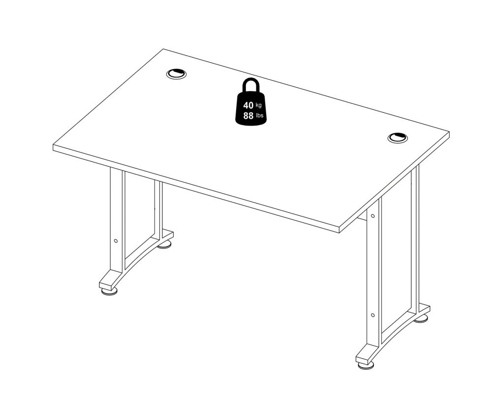 FTG Prima Black Woodgrain 120cm Desk with Silver Grey Steel Legs