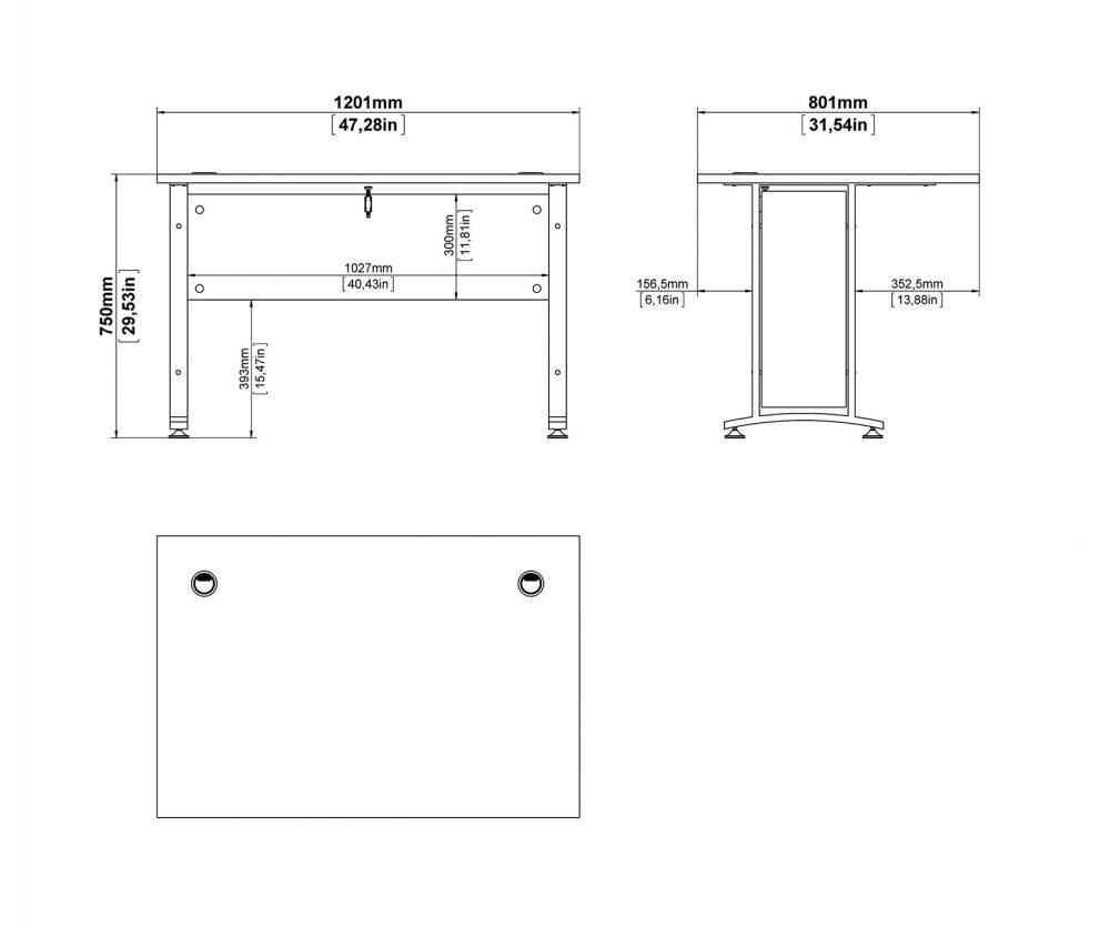 FTG Prima Black Woodgrain 120cm Desk with Silver Grey Steel Legs