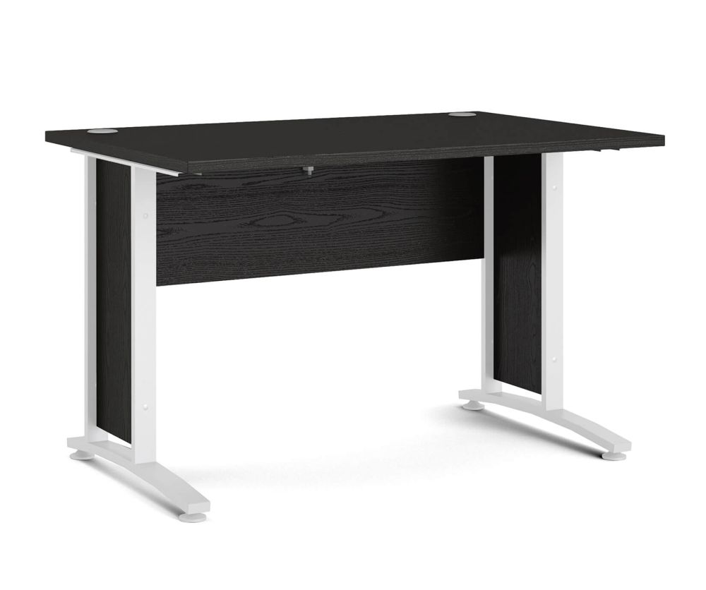 FTG Prima Black Woodgrain 120cm Desk with White Legs