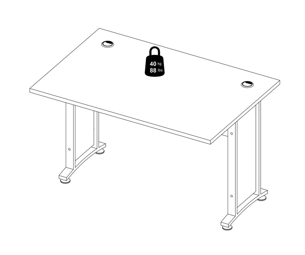FTG Prima Black Woodgrain 120cm Desk with White Legs