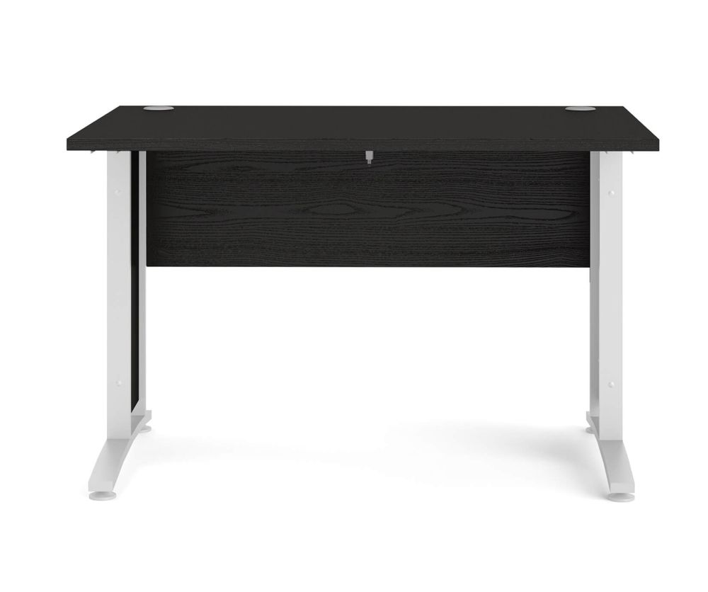 FTG Prima Black Woodgrain 120cm Desk with White Legs