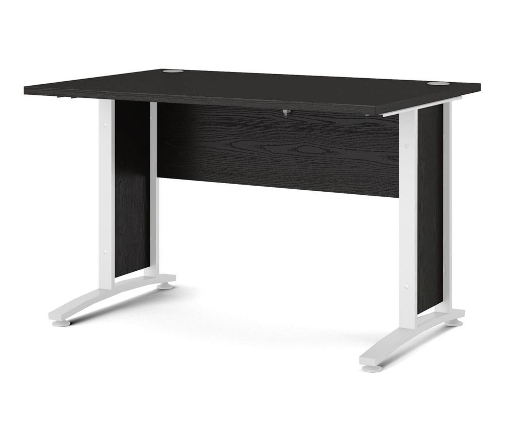 FTG Prima Black Woodgrain 120cm Desk with White Legs