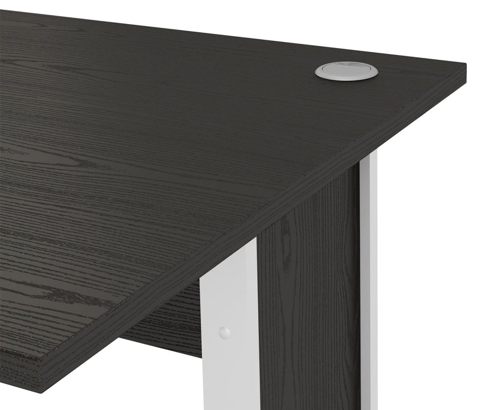 FTG Prima Black Woodgrain 120cm Desk with White Legs