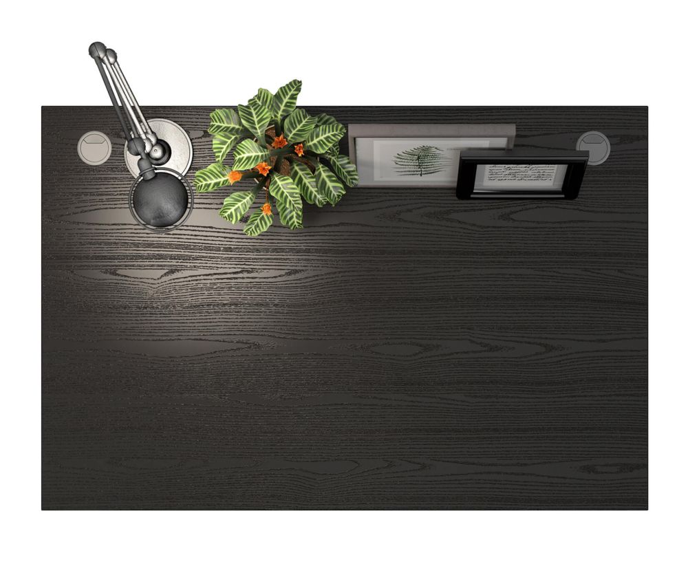 FTG Prima Black Woodgrain 120cm Desk with White Legs