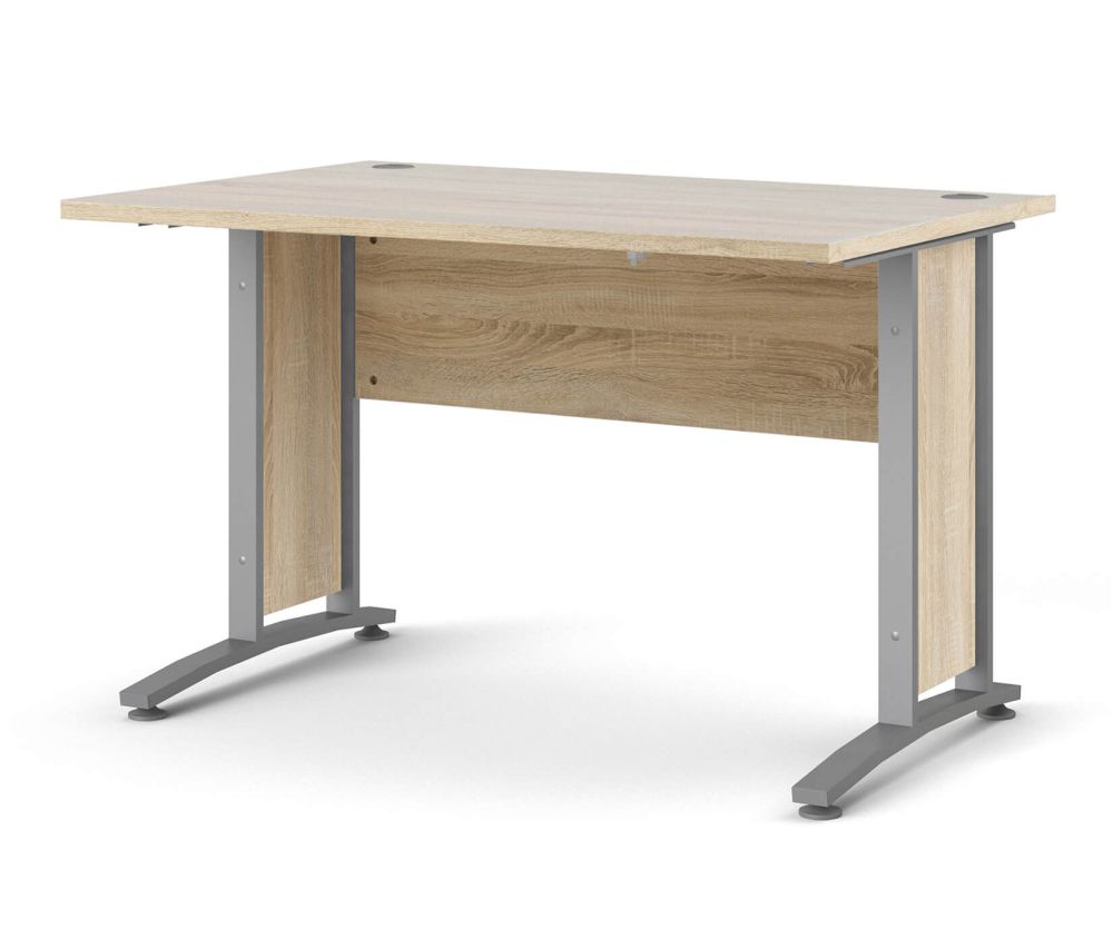FTG Prima Oak 120cm Desk with Silver Grey Steel Legs